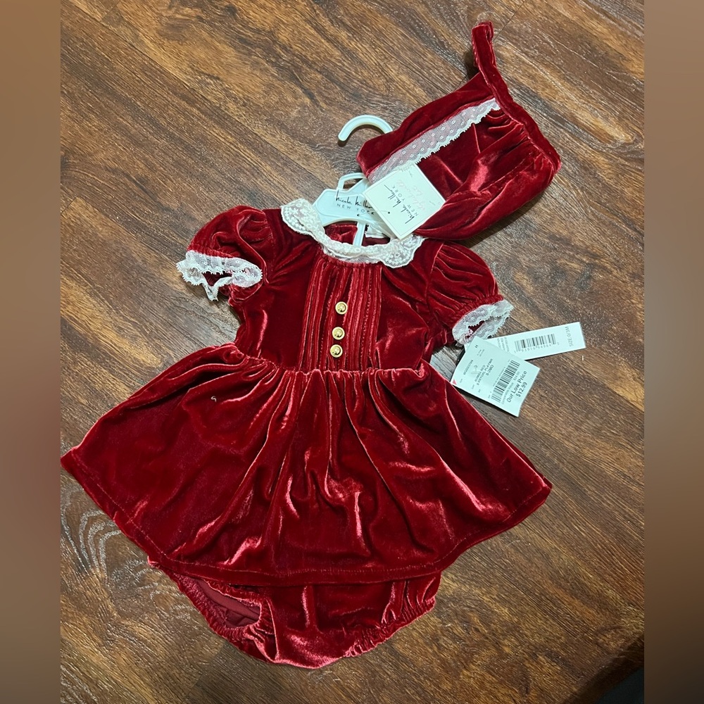 Nicole Miller Baby Girl 3pc Holiday Dress Set, Size: 0-3 months